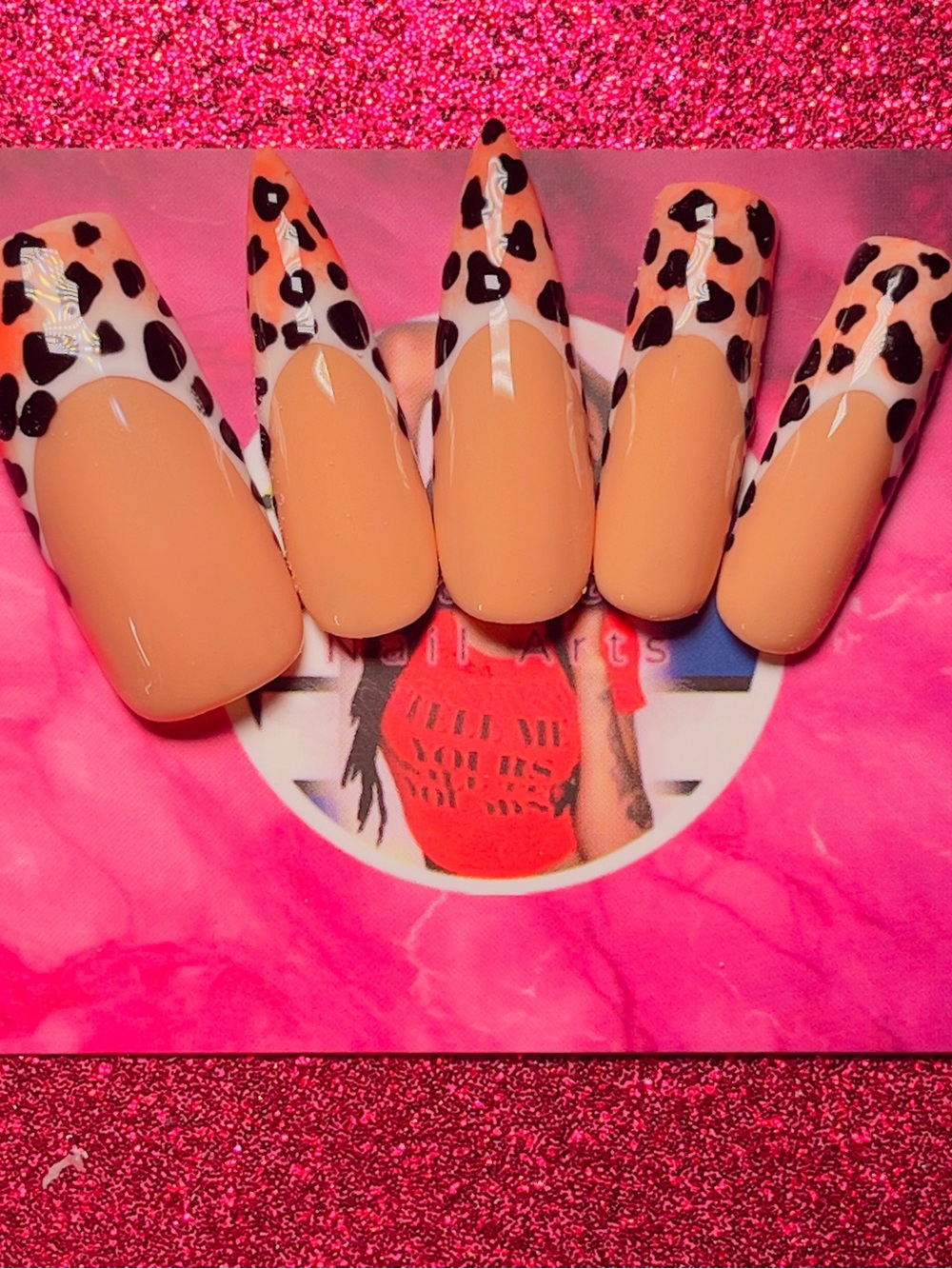 Neutral Tan Leopard Tip Press-On Nails - Women Makeup Press-On Nails